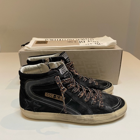 Golden Goose Slide Sneaker in Black Suede/Silver sz 38 New in Box - Picture 3 of 15